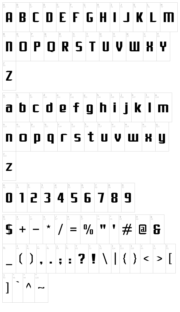 J-LOG Rebellion Sans font map